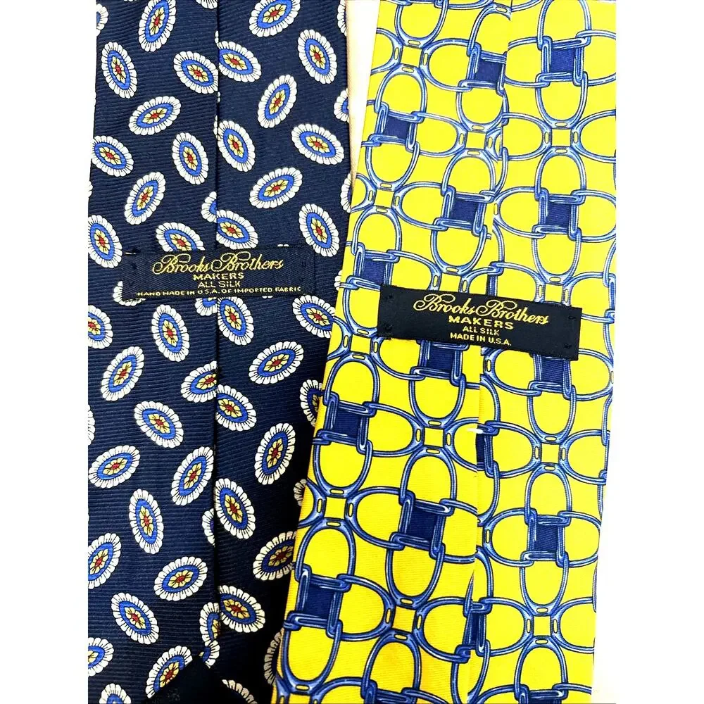 2 Ties brooks brothers yellow blue gorgeous fun design